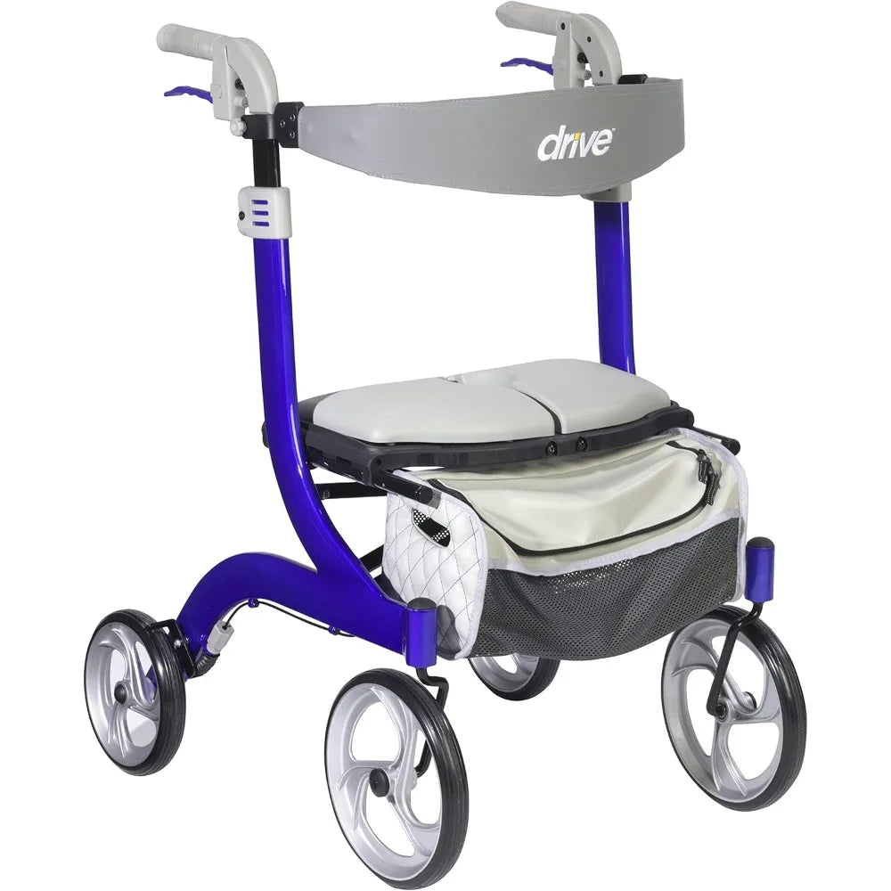 Foldable Rollator Walker with Seat, Blue