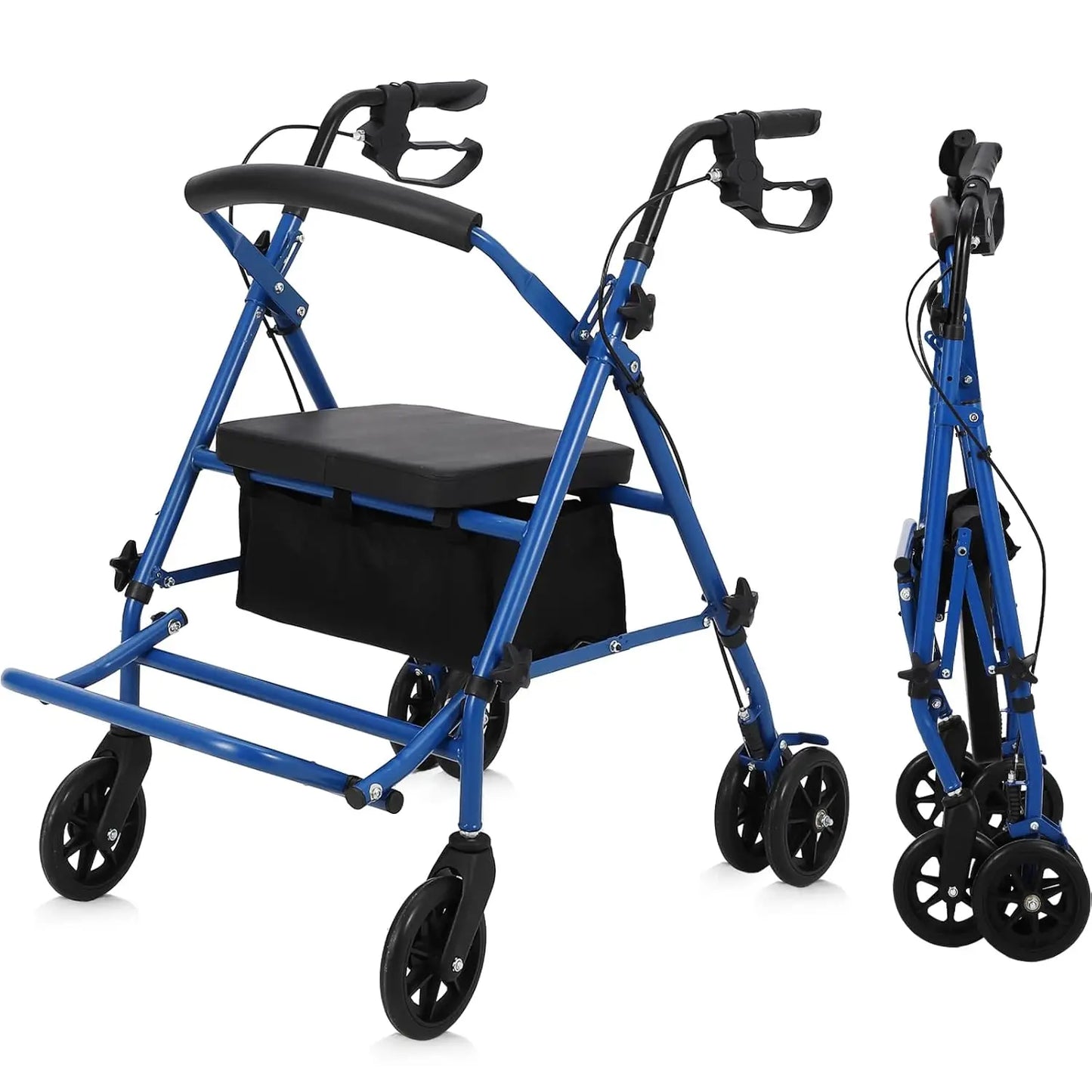 Rollator Walker for Seniors with Seat, 3 in 1 Walker Wheelchair Combo, Transport Wheelchair Walker All Terrain for Adult