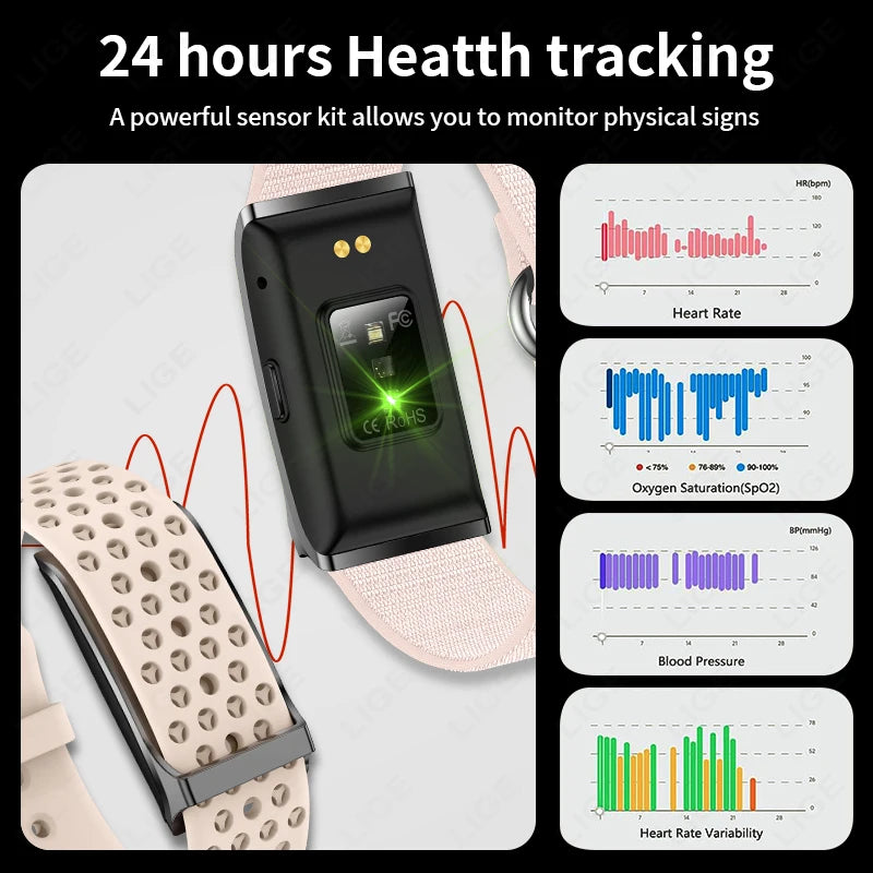 LIGE New No Screen Smart Watch 20 Day Ultra Long Battery Life Blood Oxygen Blood Pressure Monitoring Sports Smart Bracelet