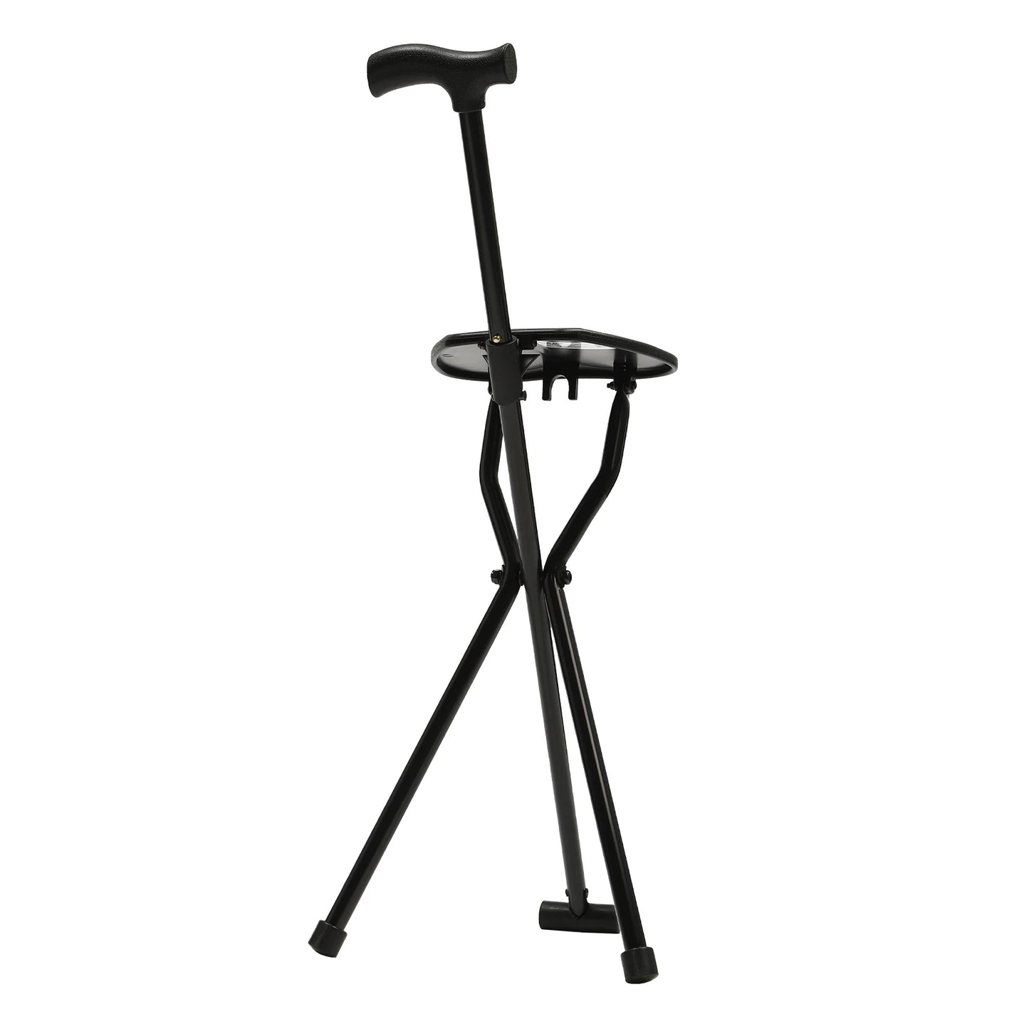 Walking Stick Cane Chair Folding Seat Tripod Stool Portable Elderly Aid 35.4 Inches Tall