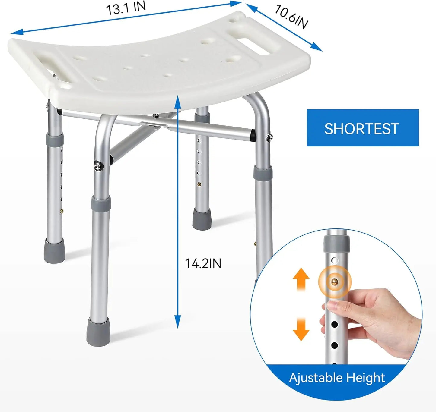 Shower Bench Shower Chair for Bathroom Bathtub Adjustable Height Supports 350 lb Capacity Slip Resistant