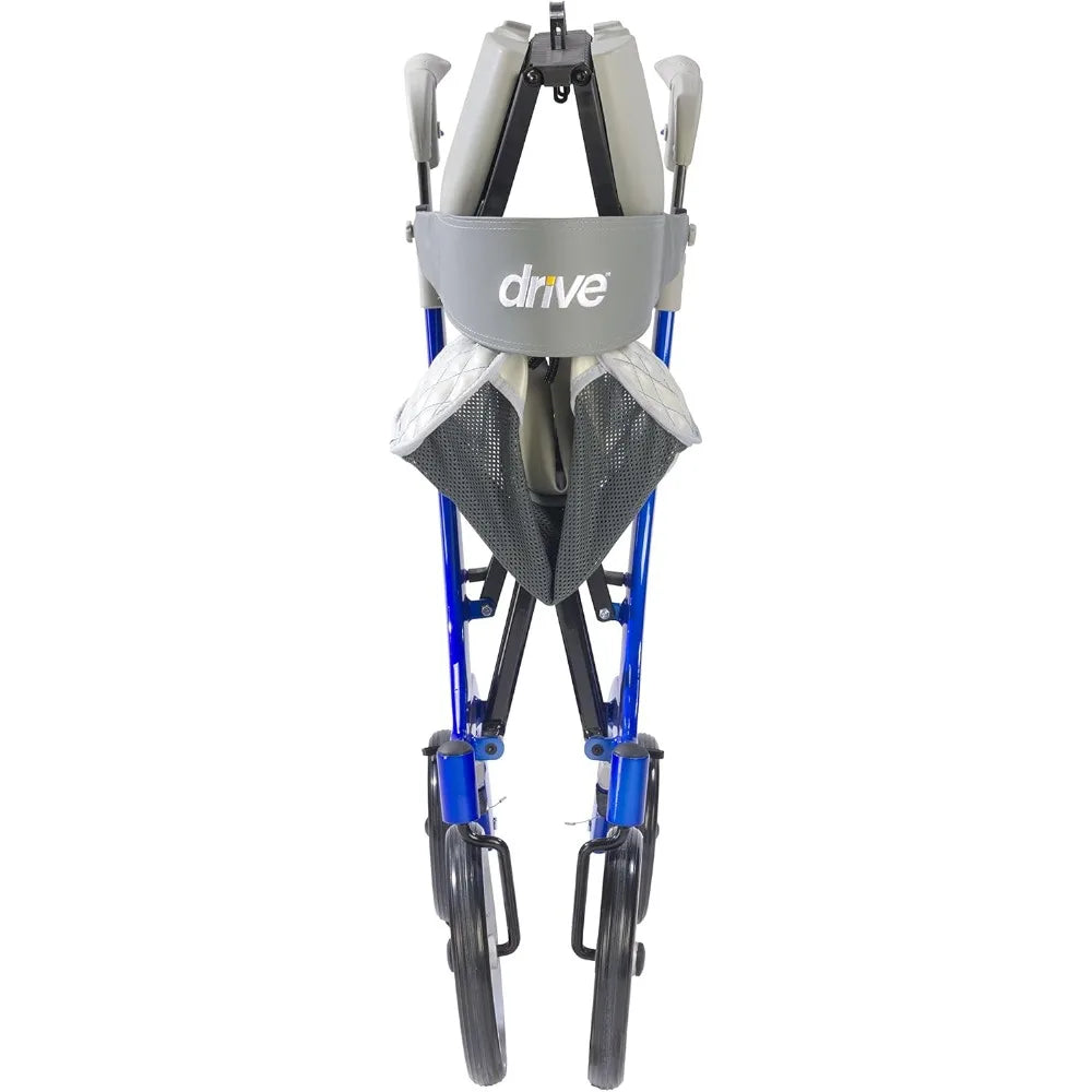 Foldable Rollator Walker with Seat, Blue