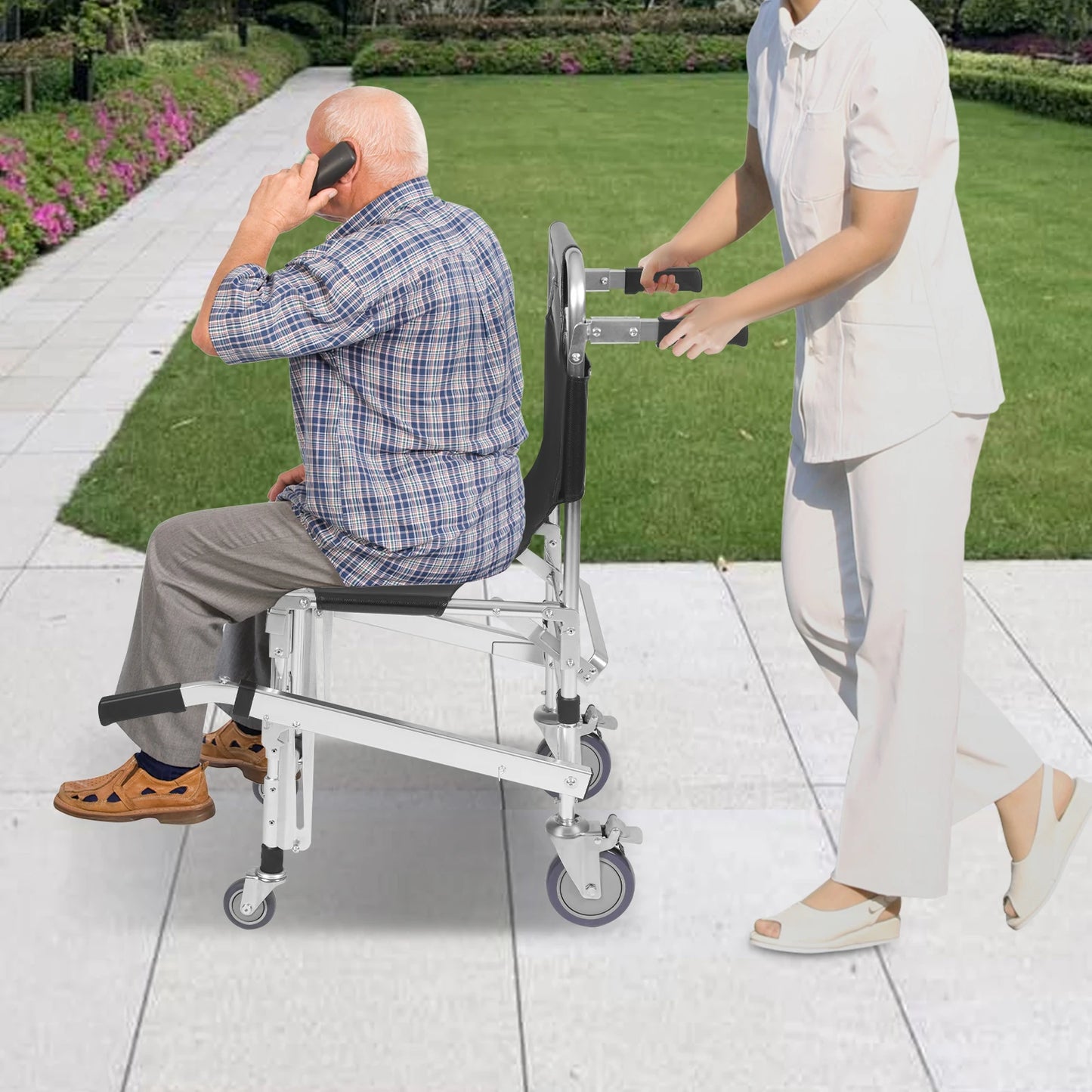 Stair Climbing Wheelchair, Foldable Lightweight Aluminum Rescue Stretcher 352 lbs Capacity Transportation Stair Chair