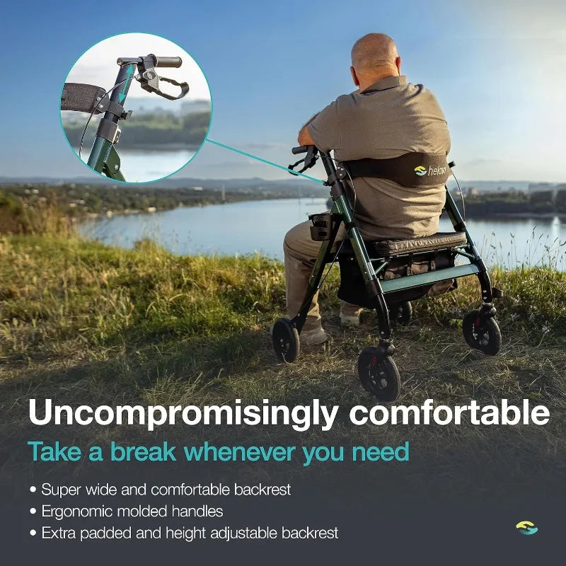 Bariatric All Terrain Walker - Extra Wide Heavy Duty Outdoor Rollator for Seniors - 500 lbs Weight Capacity