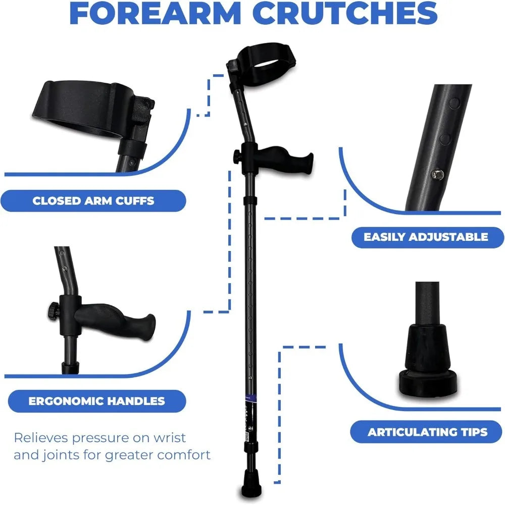 Hot-Sell! in-Motion Forearm Crutches,Spring Assist Crutches for Adults,Walking Crutch with ergonomic Handles - Free Delivery