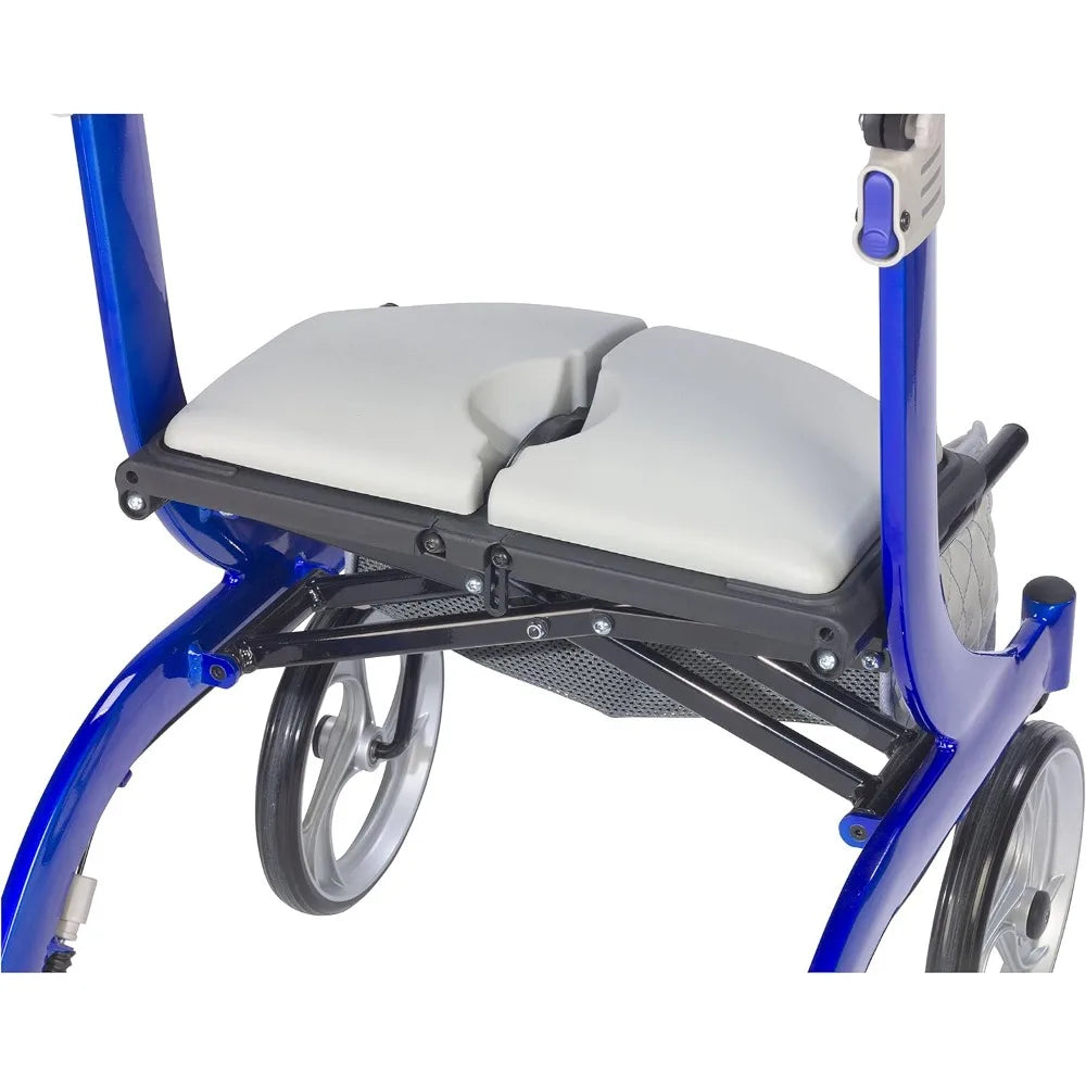 Foldable Rollator Walker with Seat, Blue