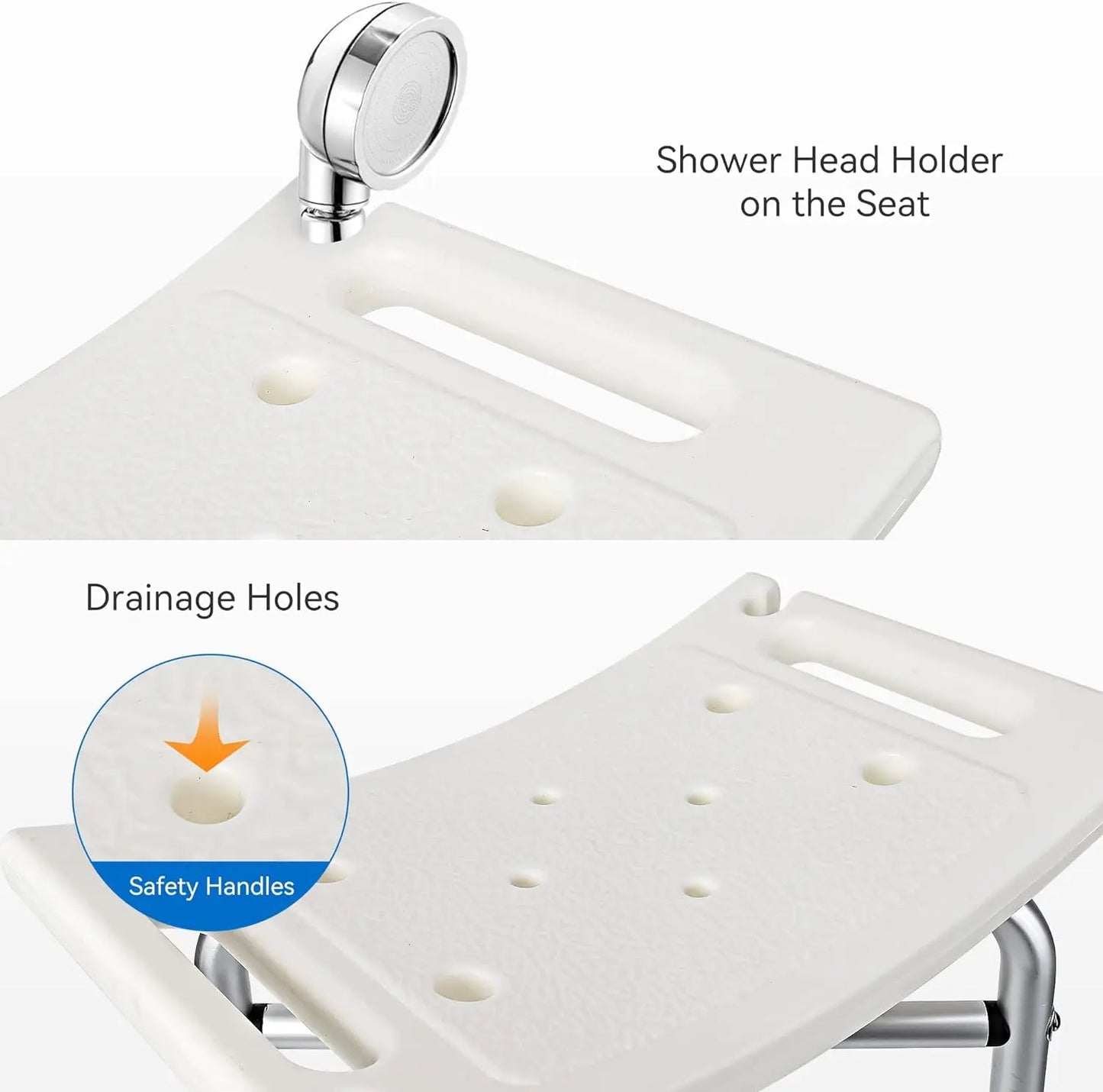 Shower Bench Shower Chair for Bathroom Bathtub Adjustable Height Supports 350 lb Capacity Slip Resistant