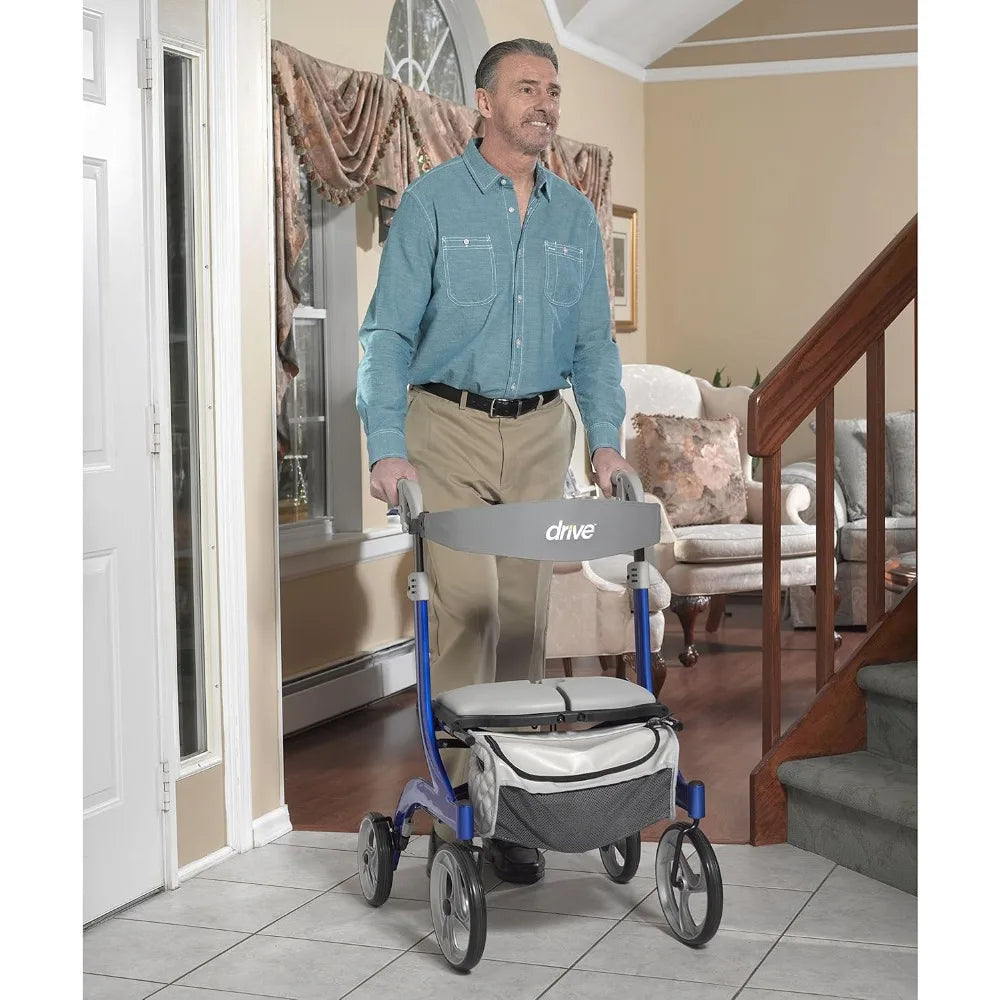 Foldable Rollator Walker with Seat, Blue