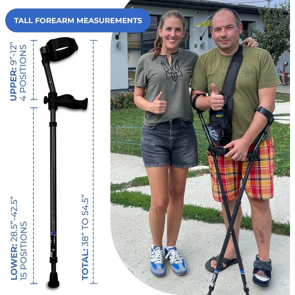 Hot-Sell! in-Motion Forearm Crutches,Spring Assist Crutches for Adults,Walking Crutch with ergonomic Handles - Free Delivery