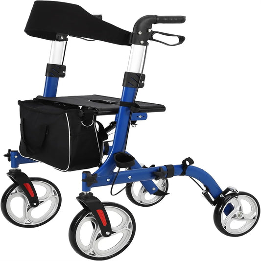 Rollator Walker for Seniors with Seat, 3 in 1 Walker Wheelchair Combo, Transport Wheelchair Walker All Terrain for Adult