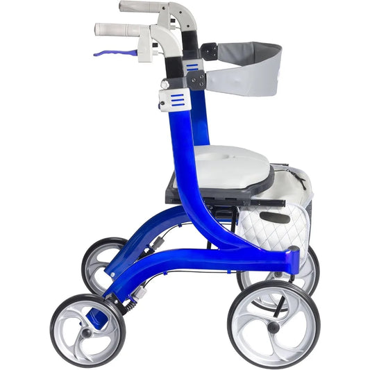 Foldable Rollator Walker with Seat, Blue